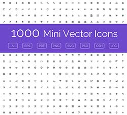 1000个常用矢量图标(包括PS形状工具预设)：1000 Mini Vector Icons